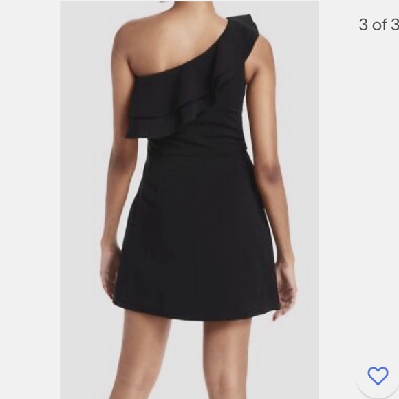 French Connection Black Whisper One Shoulder Ruffled Dress Size 4 - Picture 2 of 10